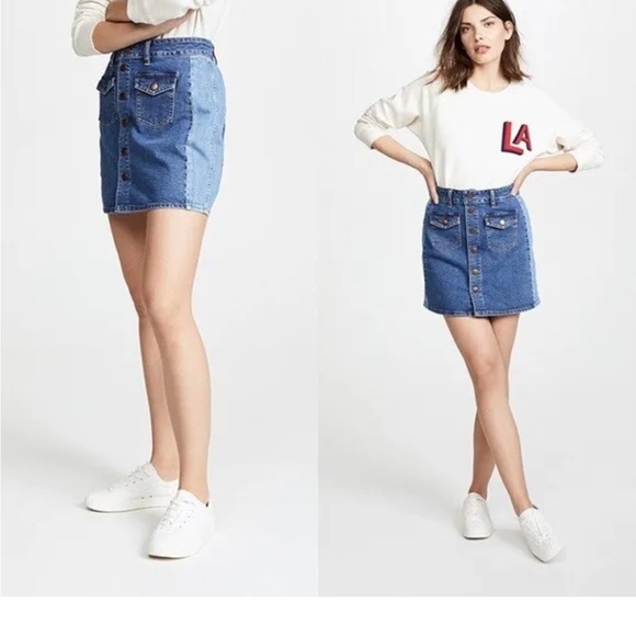 NWT Madewell Two tone Denim Mini Skirt - Picture 3 of 12